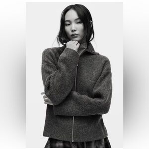 Slate Gray Knit Zip-Up Cardigan Sweater Jacket | Thick & Warm | L | NWT | H&M